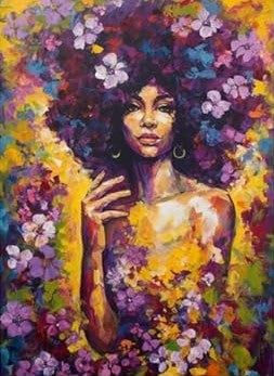 Purple African Queens - Set of 5 Decoupage Wood Wall Panels
