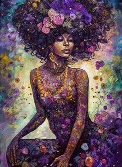 Purple African Queens - Set of 5 Decoupage Wood Wall Panels