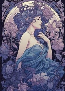 Purple Ladies of the Lake - Set of 8 Decoupage Wood Panels