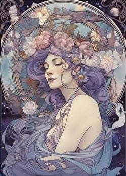 Purple Ladies of the Lake - Set of 8 Decoupage Wood Panels