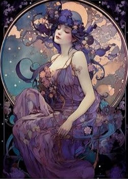 Purple Ladies of the Lake - Set of 8 Decoupage Wood Panels