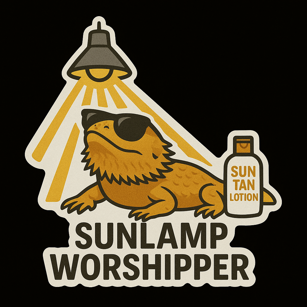 "Sunlamp Worshipper" Funny Bearded Dragon Lizard Sticker