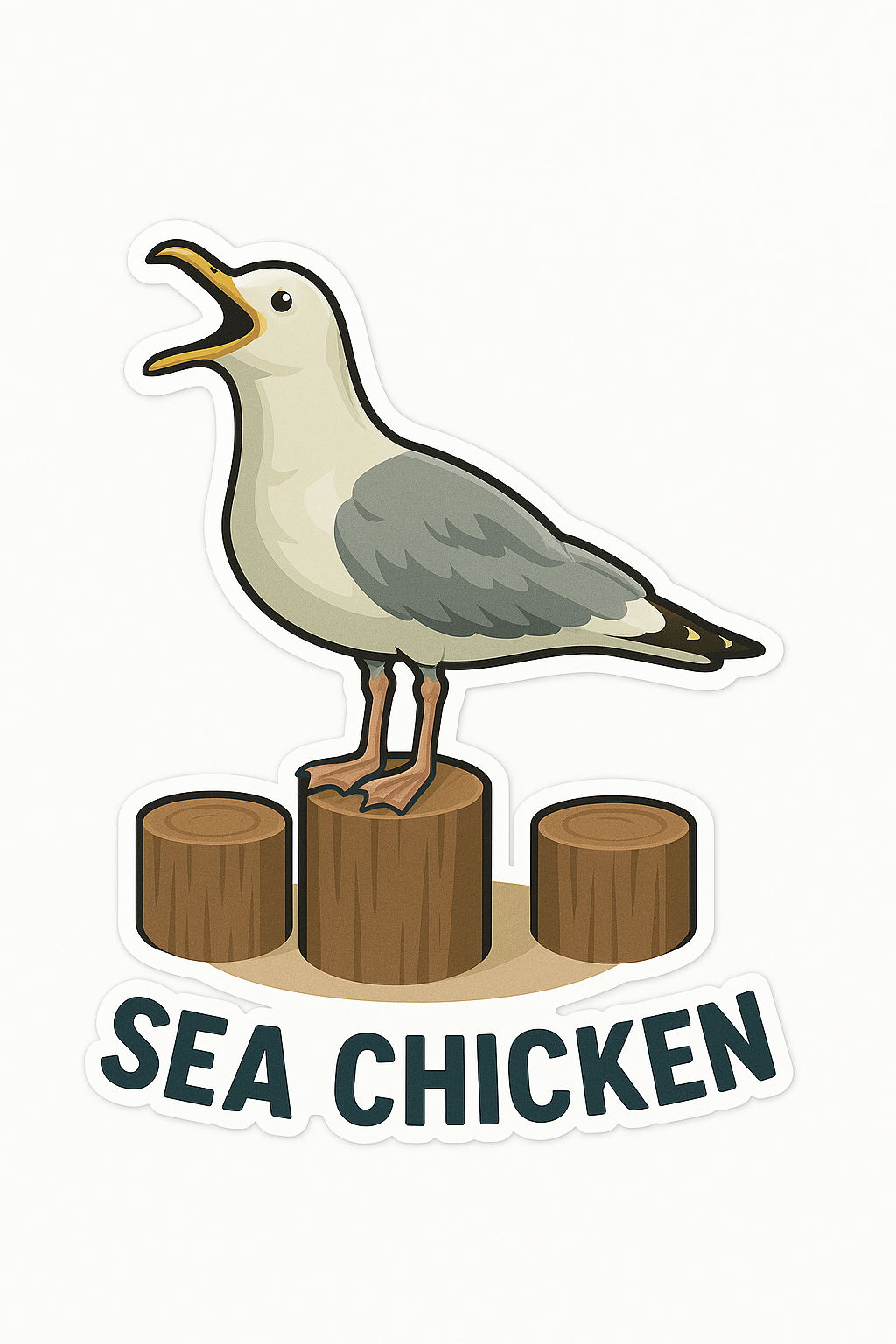 "SEA CHICKEN" Cute Funny Seagull Sticker
