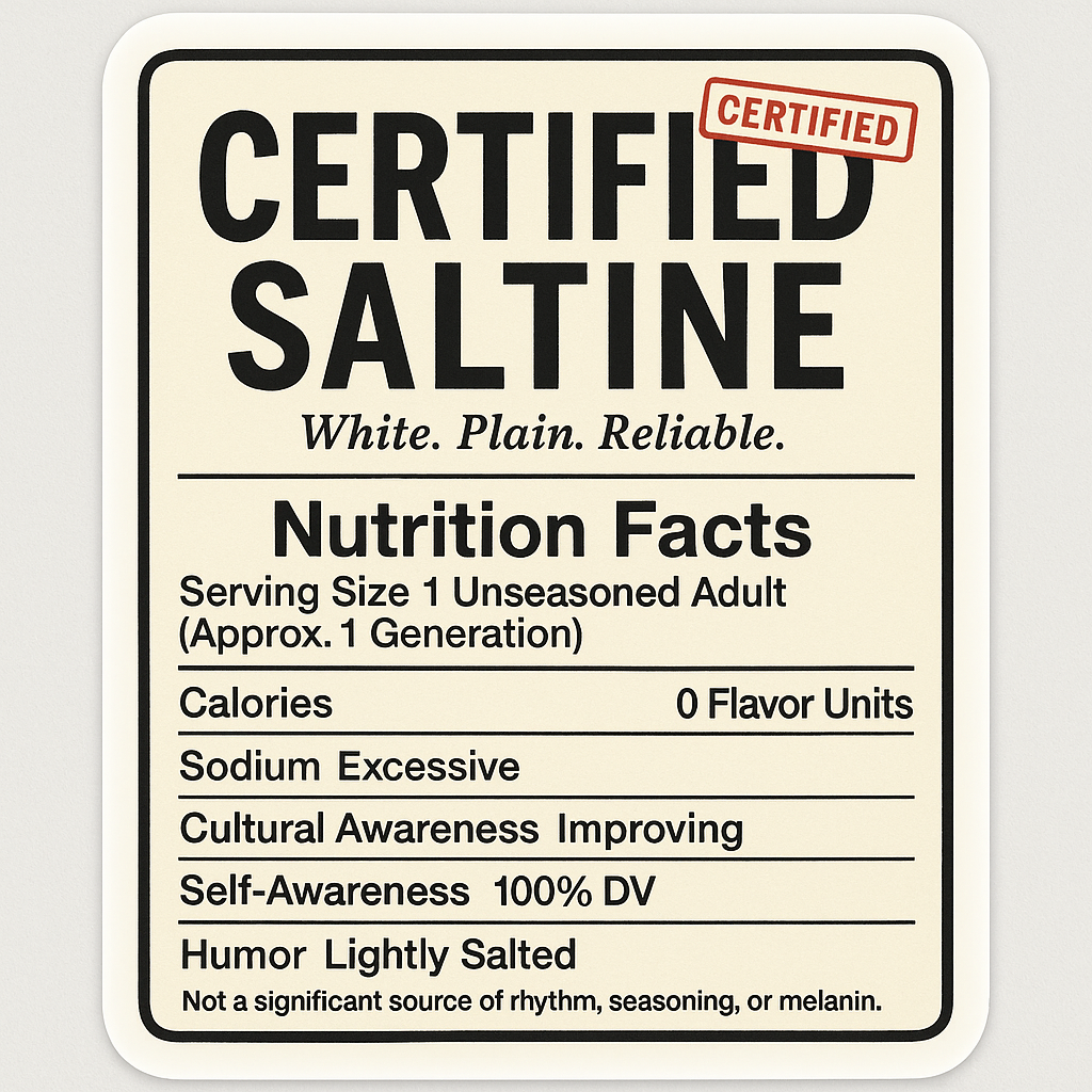"Certified Saltine Cracker" Funny Ironic Political Sticker