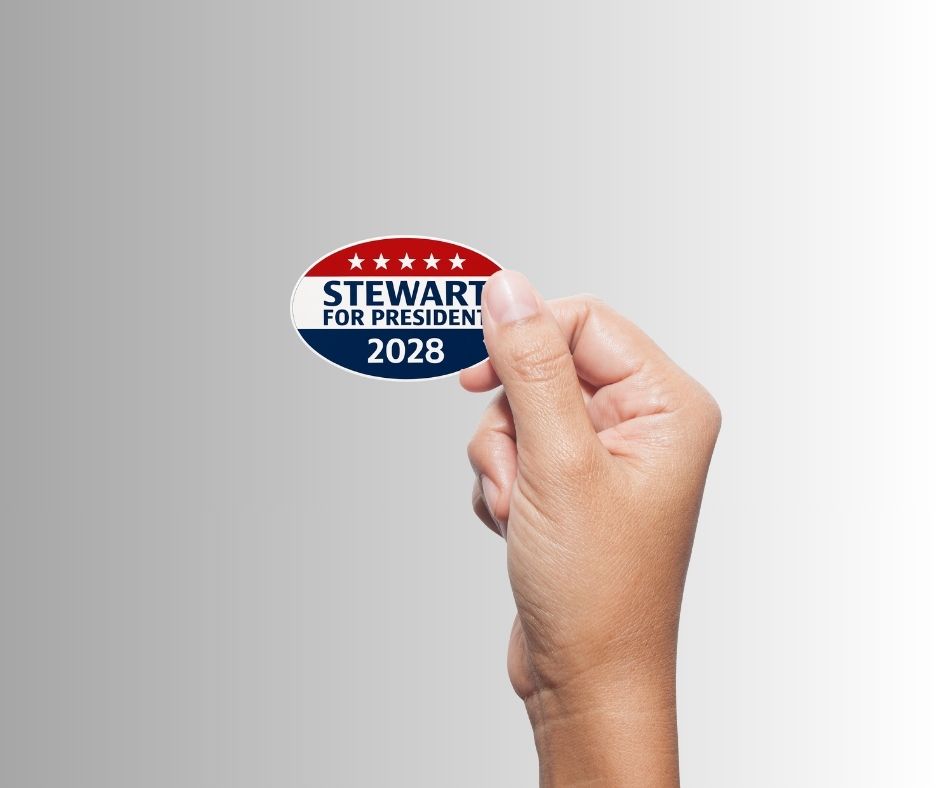 "Stewart 2028" Political Campaign Sticker - Jon Stewart