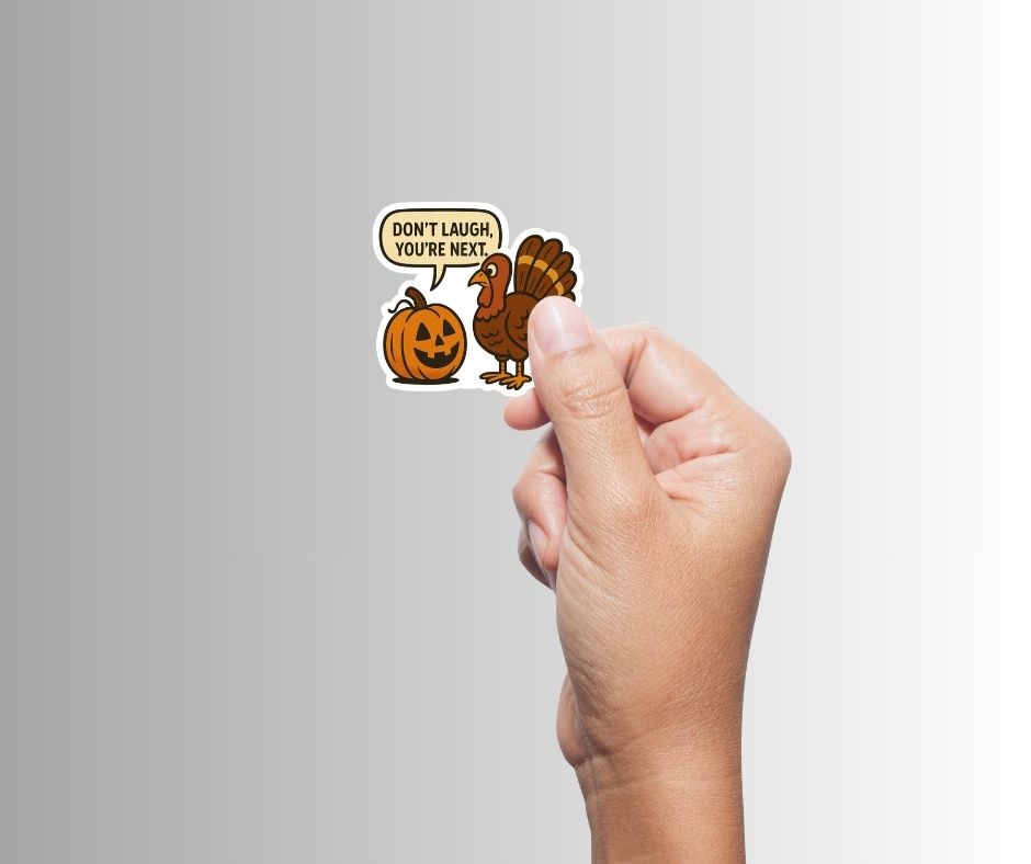 Funny Jack-O-Lantern Halloween Sticker "Don't Laugh..."
