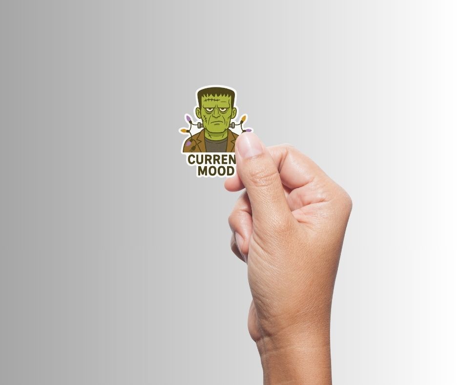 Funny Punny Frankenstein Halloween Sticker "Current Mood"