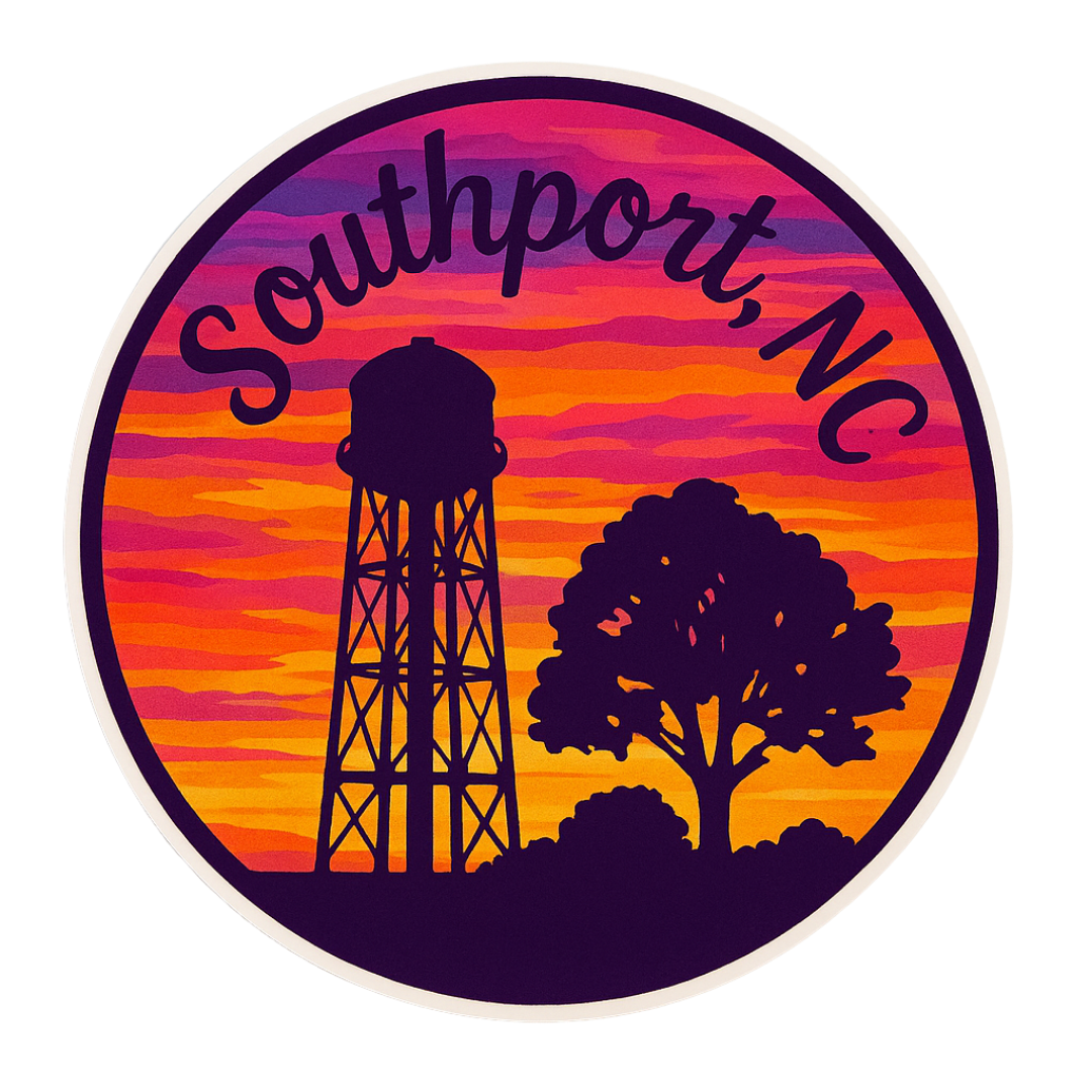 Southport, NC Water Tower Sunset Sticker