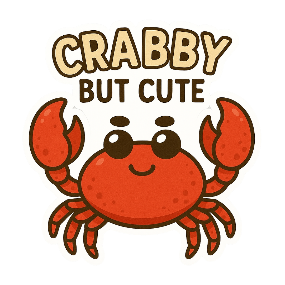 "Crabby but Cute" Funny Sarcastic Crab Sticker