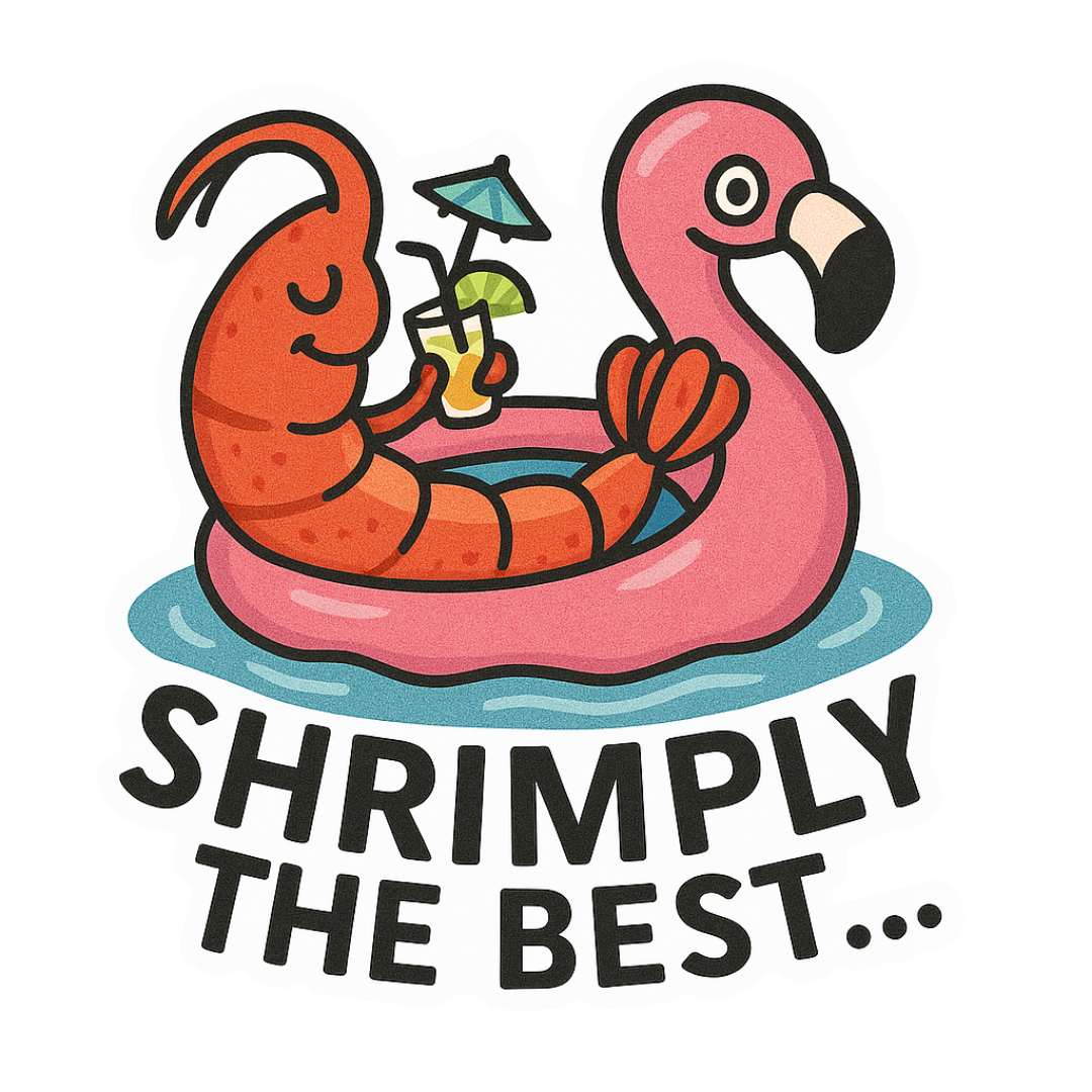 "Shrimply the Best" Funny Sarcastic Cute Shrimp Sticker