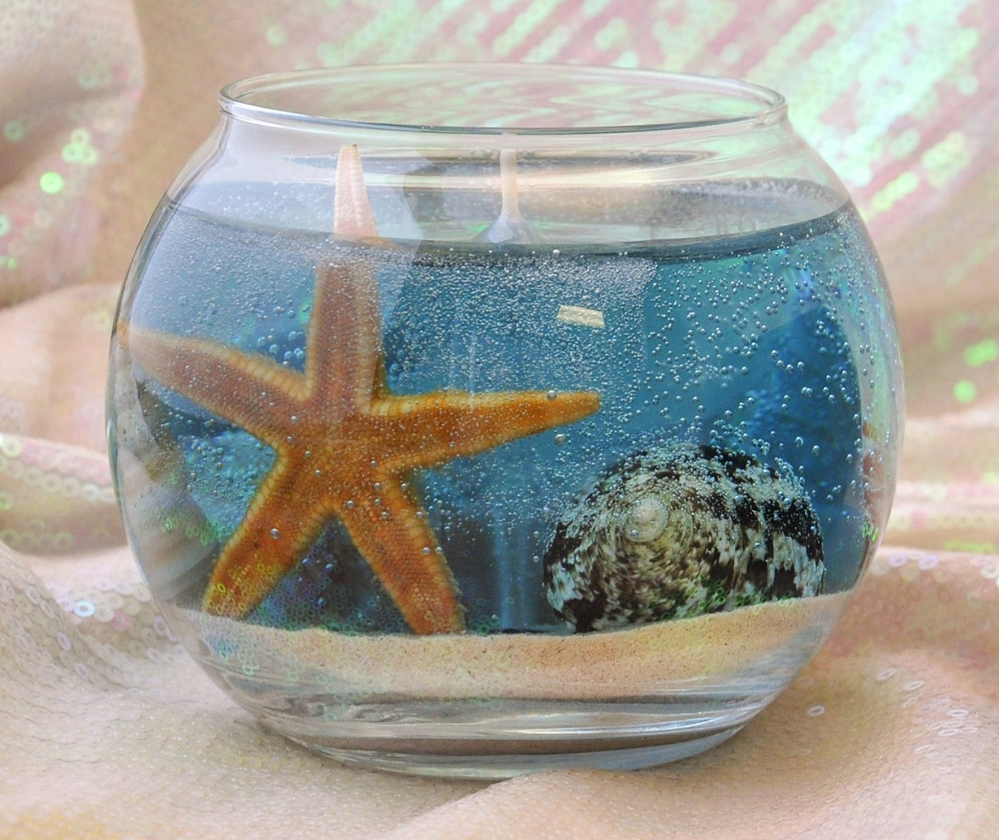 Seascape Gel Candle - Scented - Real Sand & Shells - 14 oz Round
