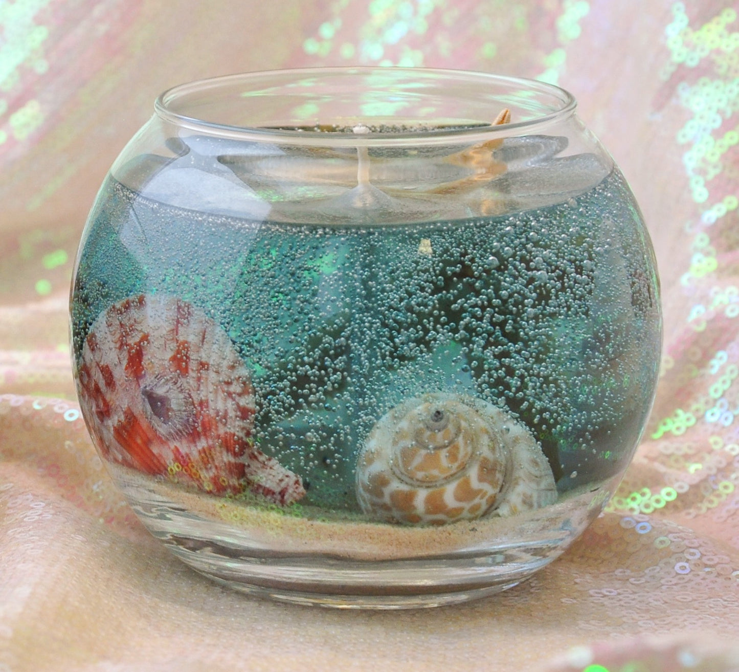 Seascape Gel Candle - Scented - Real Sand & Shells - 14 oz Round