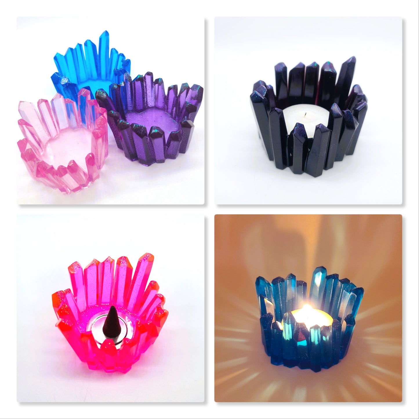 Crystal / Quartz Tealight Candle Holder - Eco-Friendly Resin