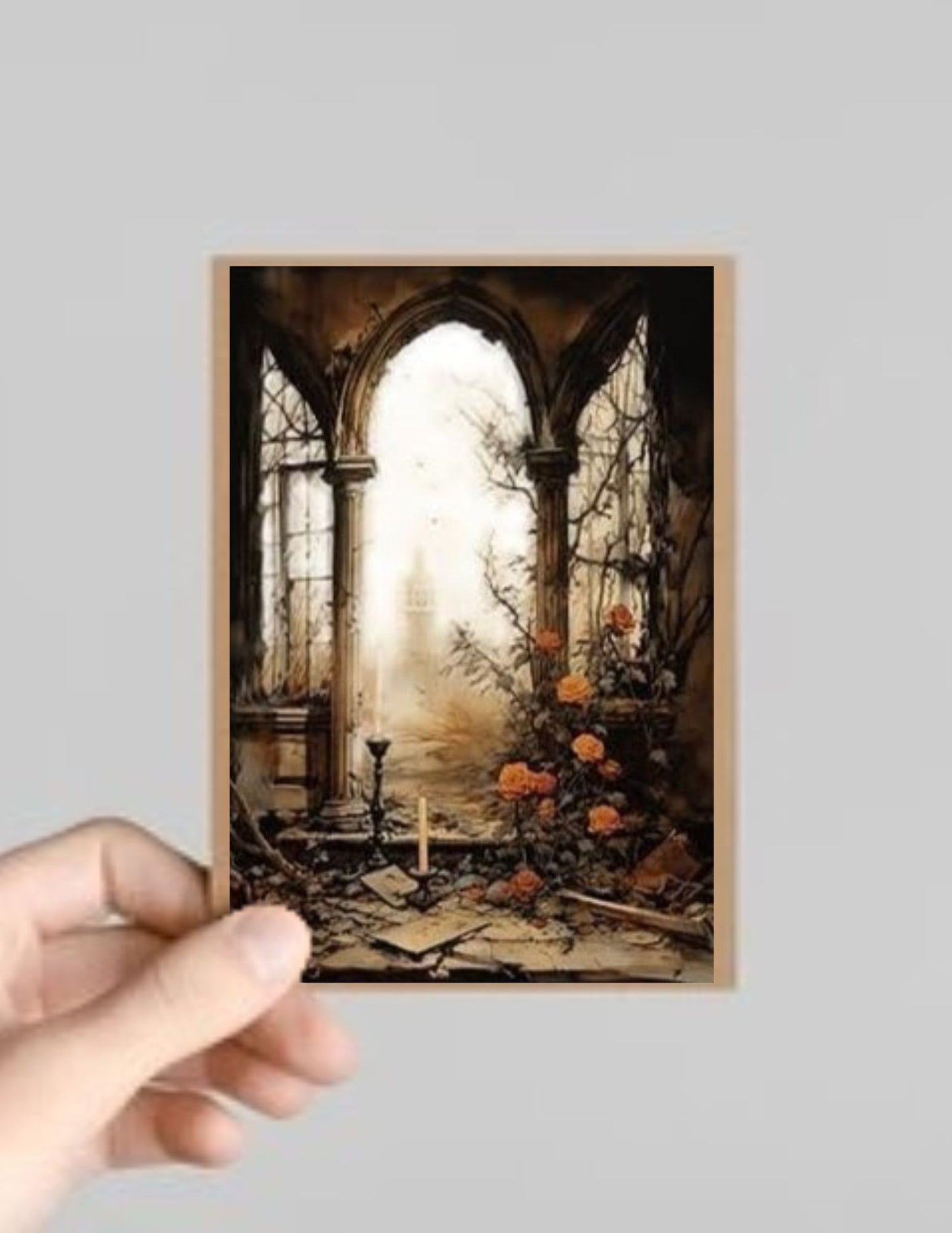 Set of 10 Spooky Gothic Windows/Arches Halloween Greeting Cards with Envelopes