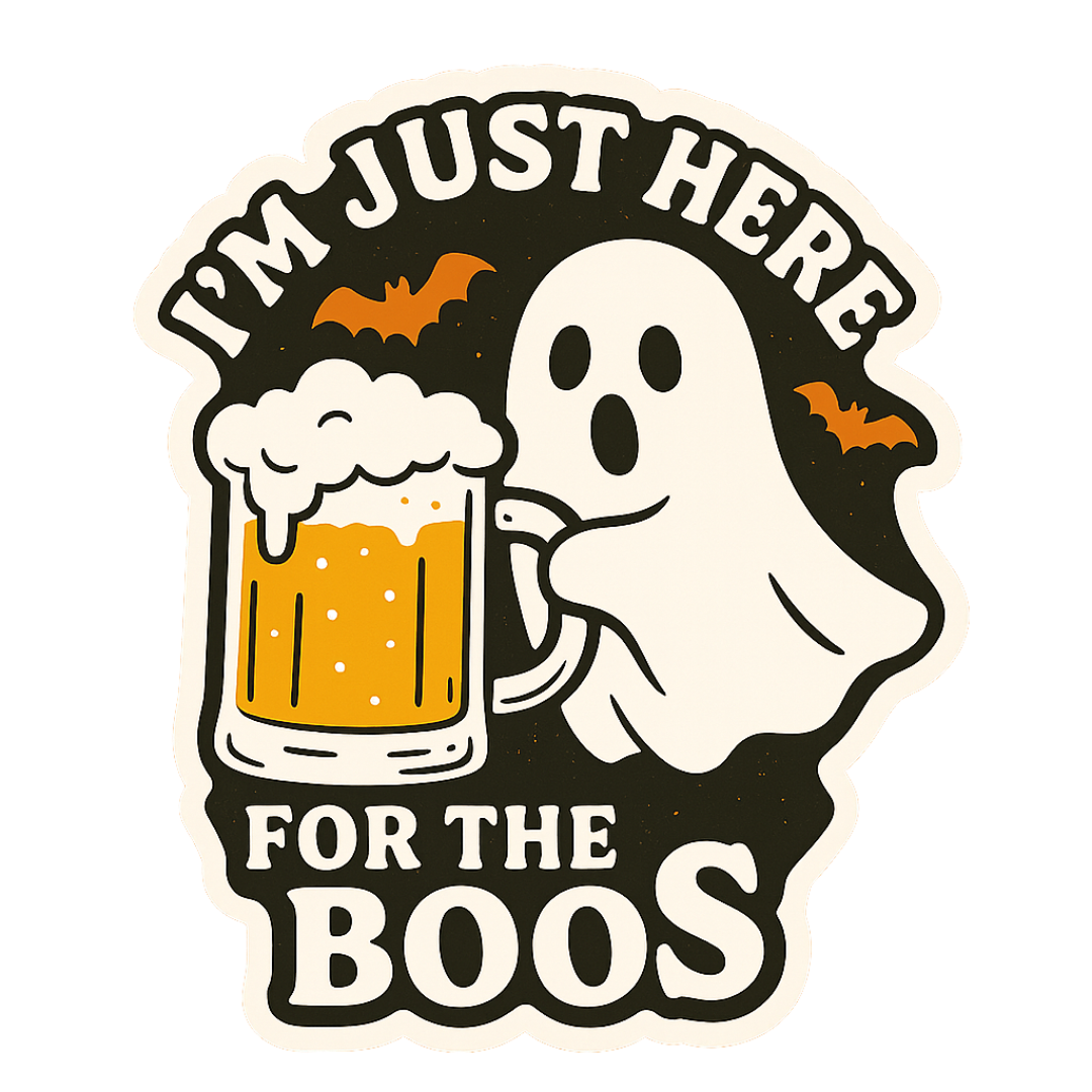 Funny Spooky Ghost Halloween Sticker "I'm just here for the BOOS"