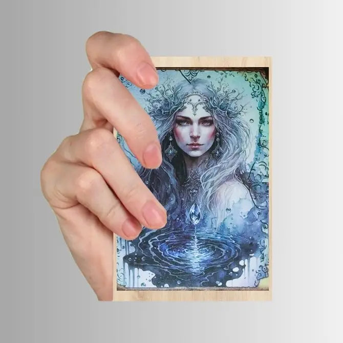 Ice Blue Witches - Set of 10 4" x 6" Decoupage Wood Panels