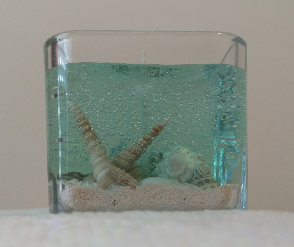 Seascape Gel Candle - Scented - Real Sand & Shells - 10 oz Square