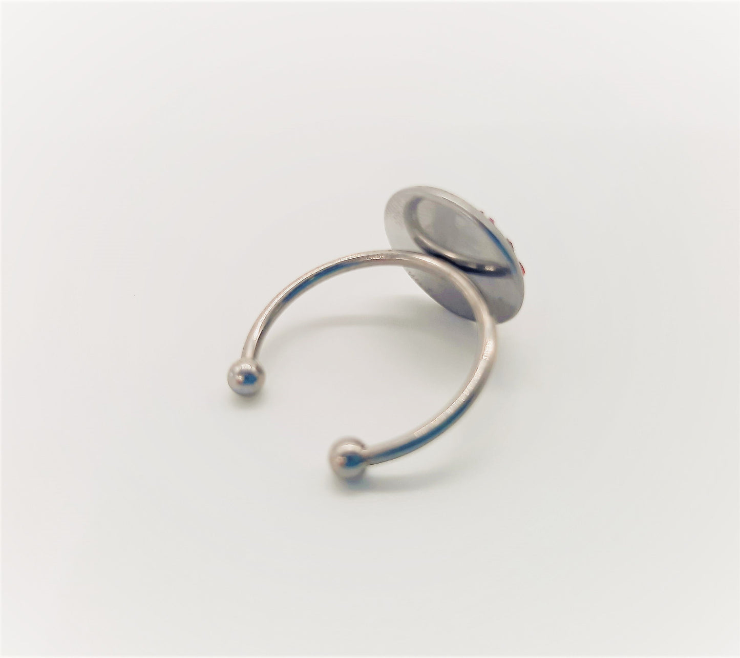 Handcrafted / Handmade Iridescent 12mm Mermaid Scale / Dragon Scale Finger Cuff Ring, Made w/ Hypoallergenic Silver Stainless Steel, Size 7