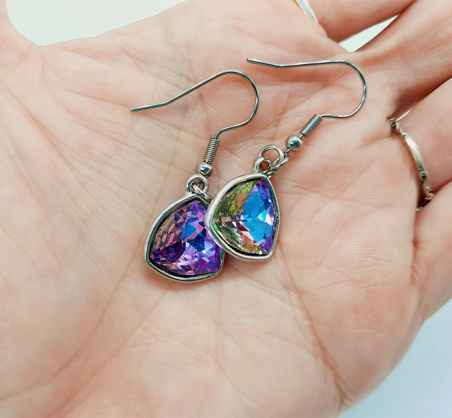 Aurora Borealis Triangle Earrings