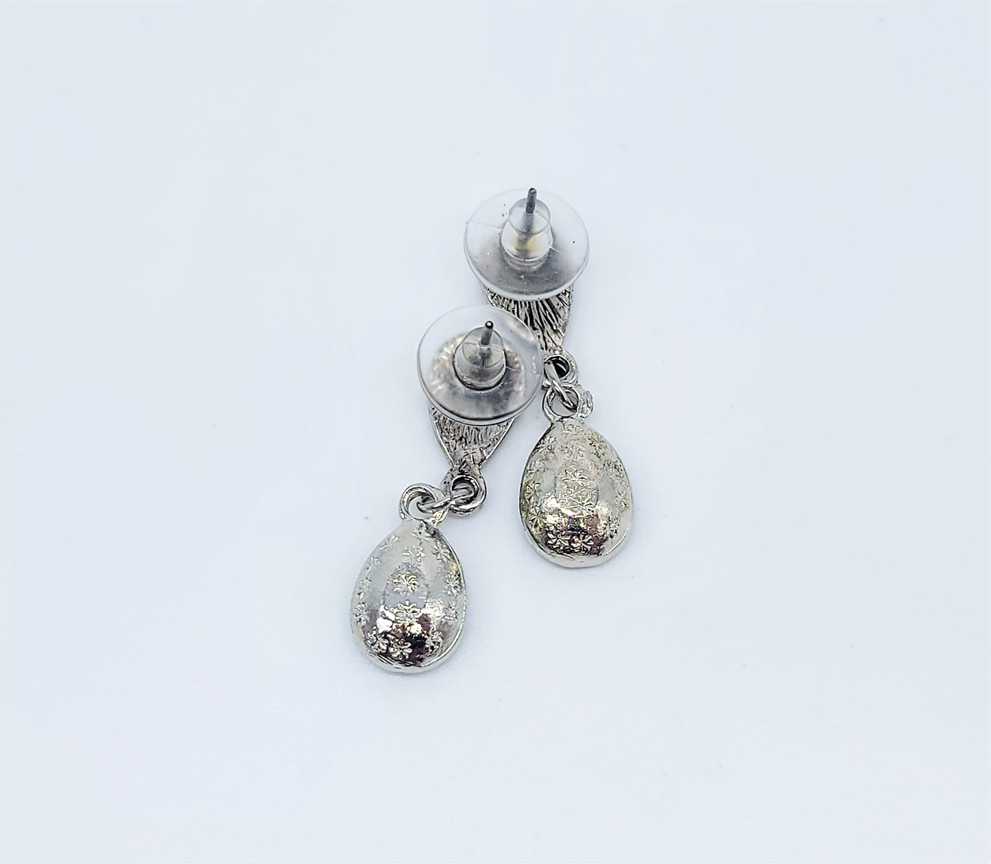 Light Blue Teardrop Scroll Post Earrings