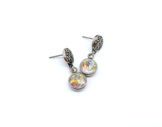 Aurora Borealis Circle Post Earrings