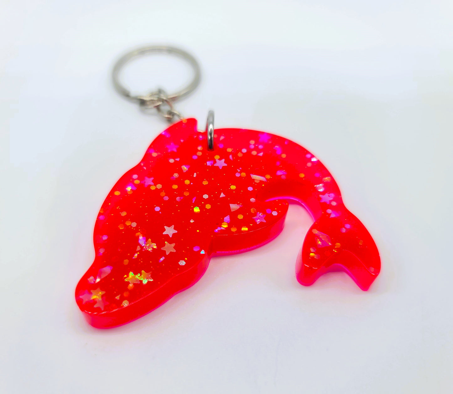 Dolphin  Key Chain - Handmade Resin & Glitter Key Chain