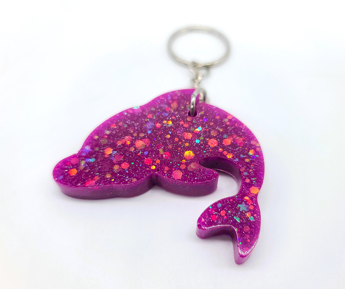 Dolphin  Key Chain - Handmade Resin & Glitter Key Chain