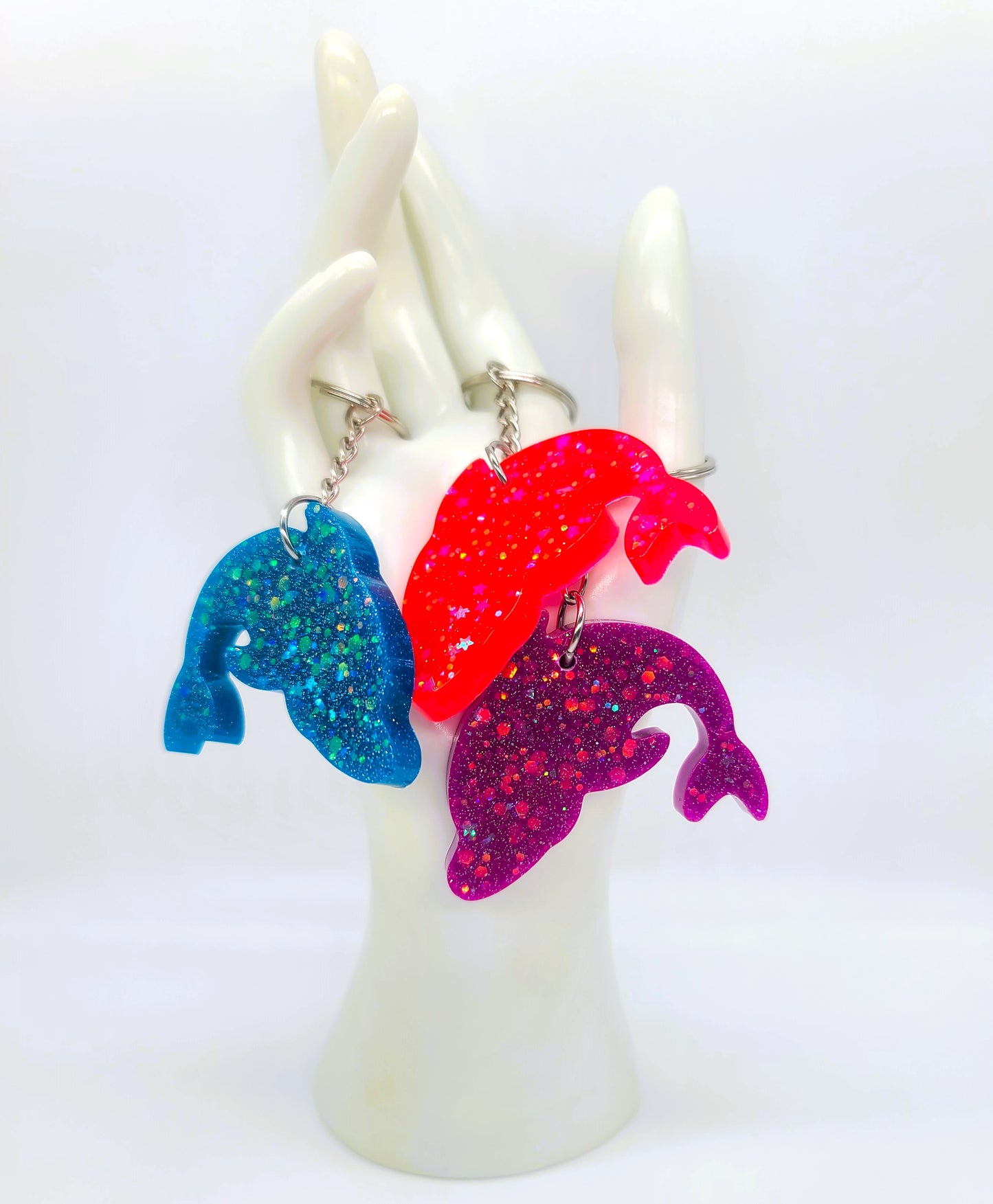 Dolphin  Key Chain - Handmade Resin & Glitter Key Chain