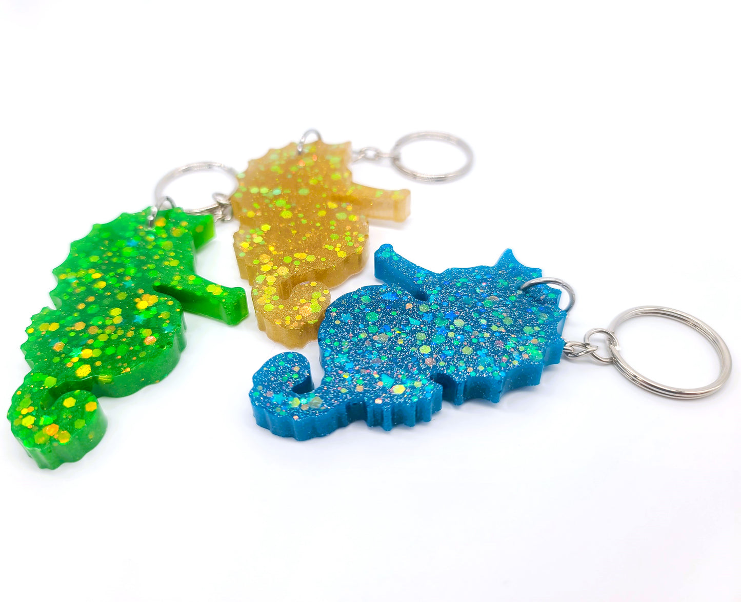 Seahorse  Key Chain - Handmade Resin & Glitter Key Chain