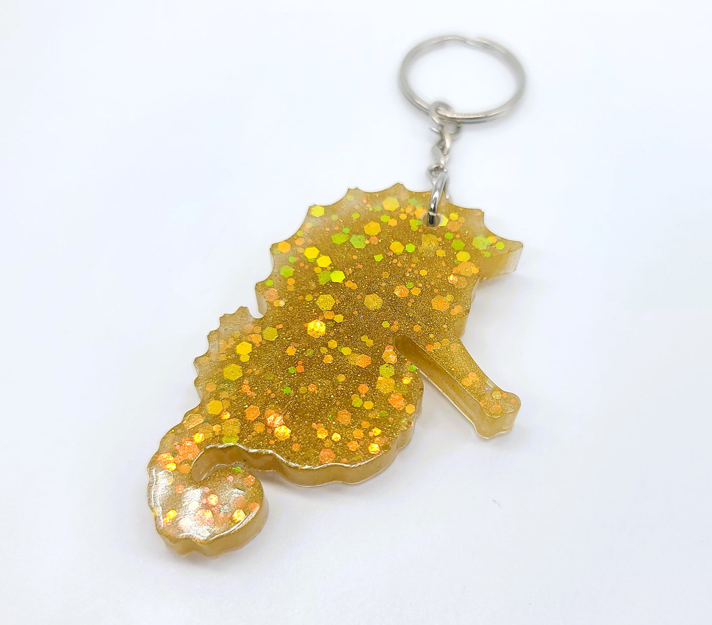 Seahorse  Key Chain - Handmade Resin & Glitter Key Chain