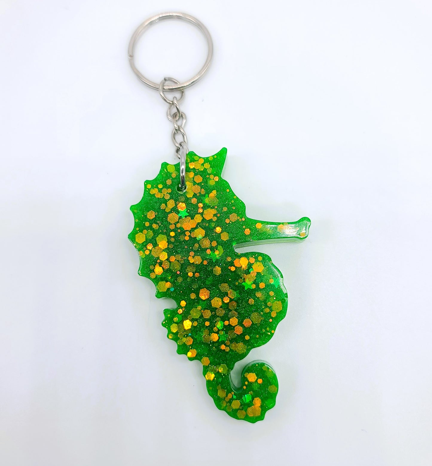 Seahorse  Key Chain - Handmade Resin & Glitter Key Chain