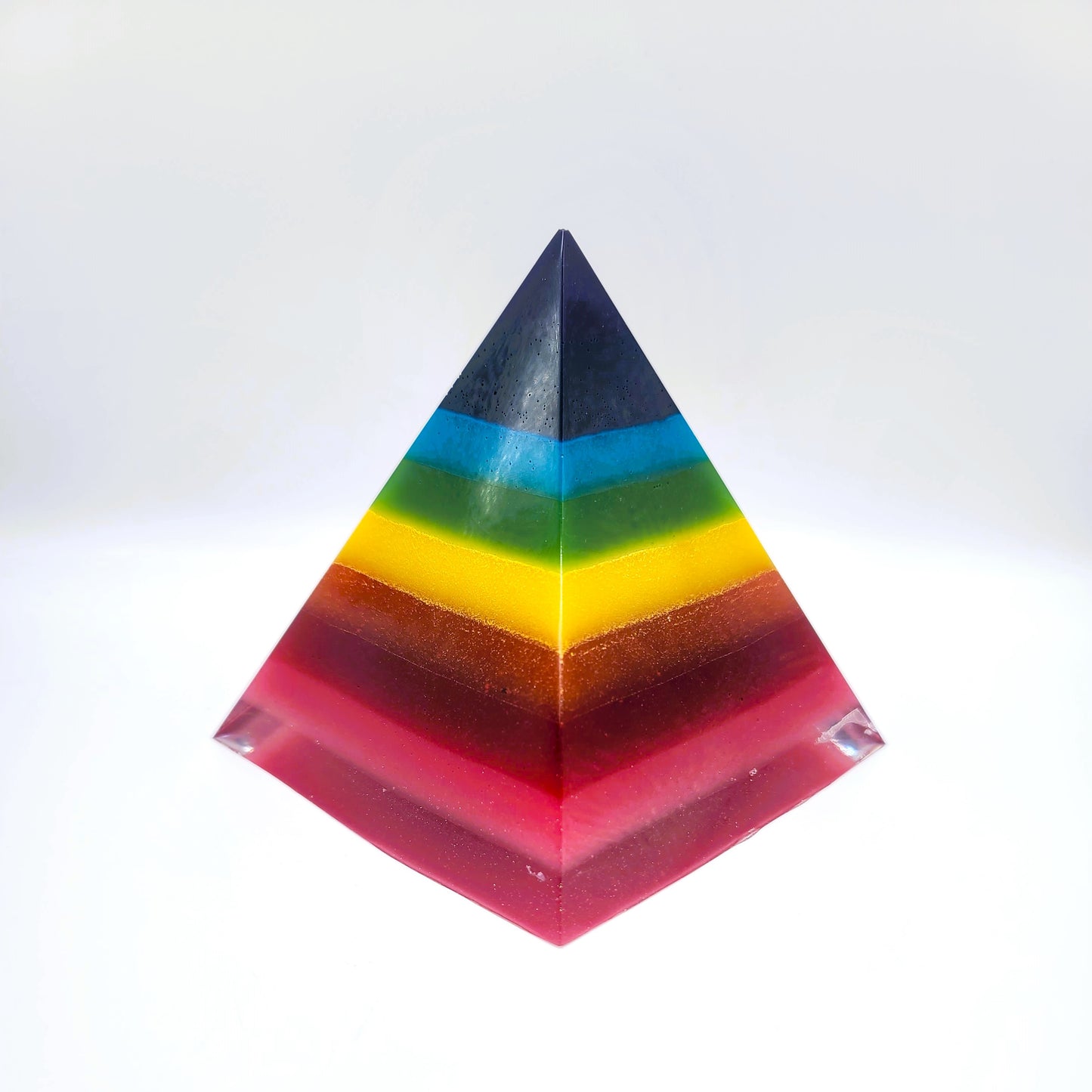 5" Rainbow Chakra Orgonite Pyramid Made w/ Eco-Friendly Epoxy Resin