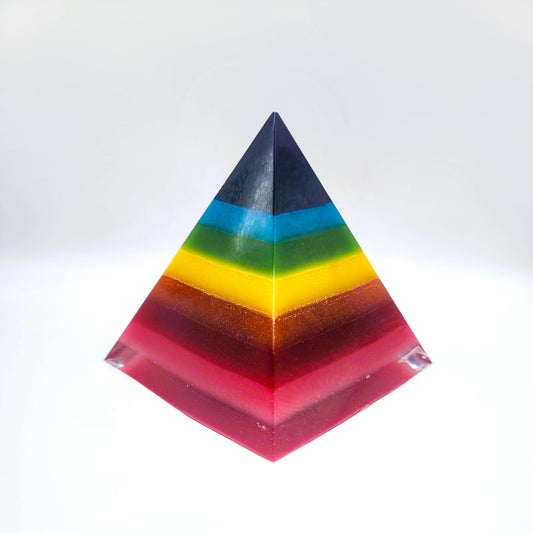 5" Rainbow Chakra Orgonite Pyramid Made w/ Eco-Friendly Epoxy Resin