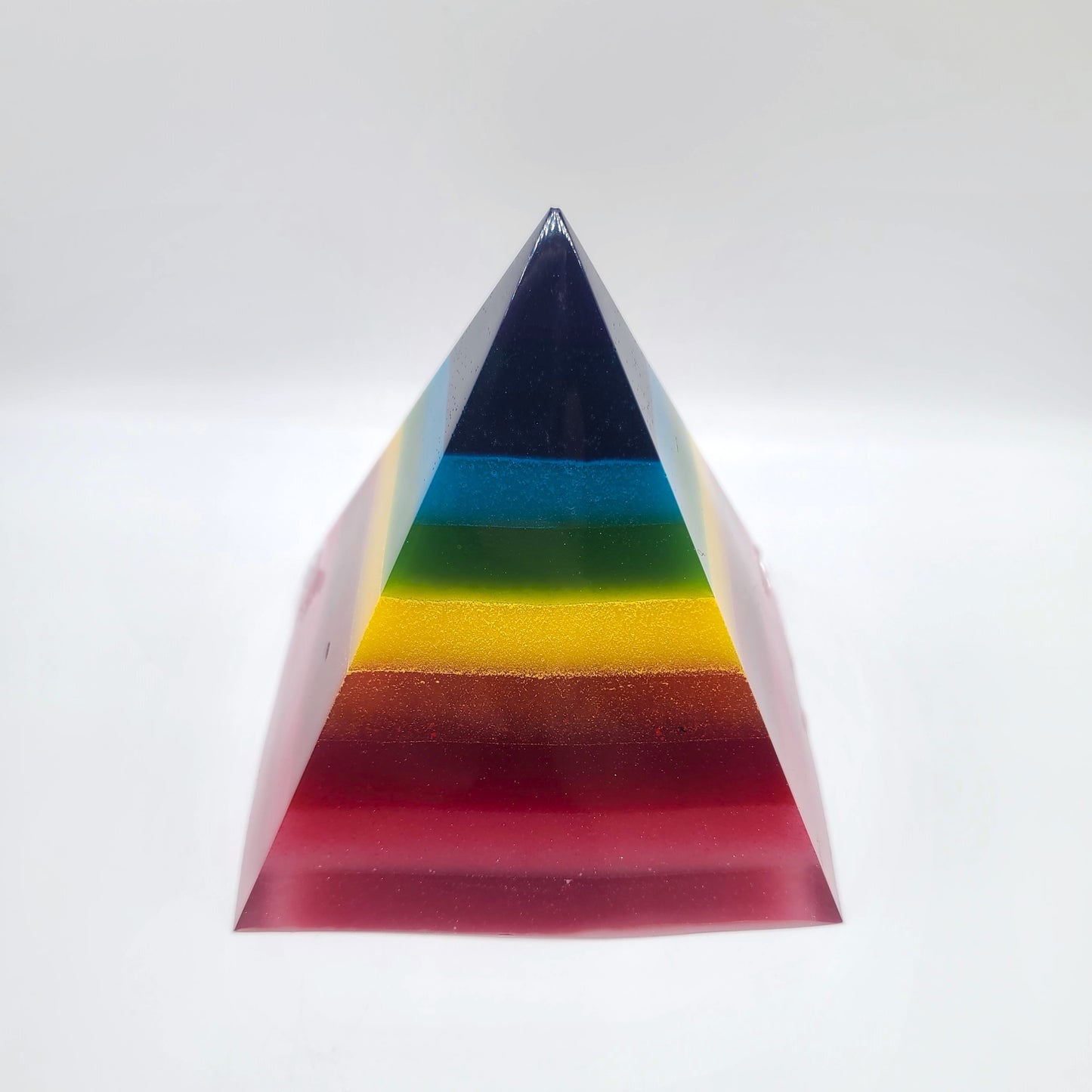 5" Rainbow Chakra Orgonite Pyramid Made w/ Eco-Friendly Epoxy Resin