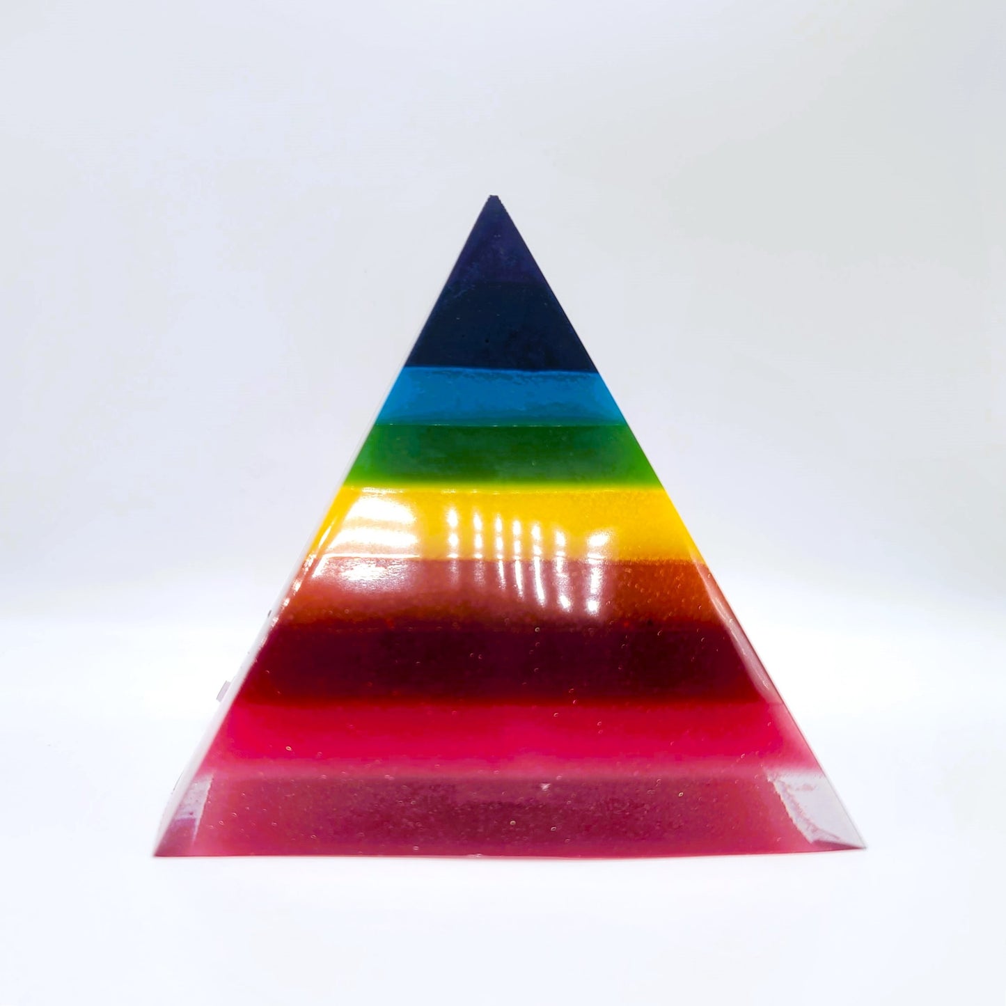 5" Rainbow Chakra Orgonite Pyramid Made w/ Eco-Friendly Epoxy Resin