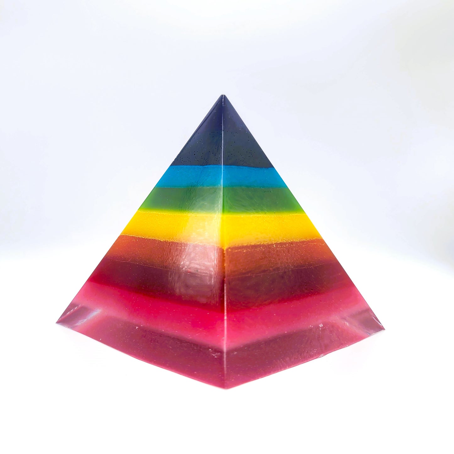 5" Rainbow Chakra Orgonite Pyramid Made w/ Eco-Friendly Epoxy Resin