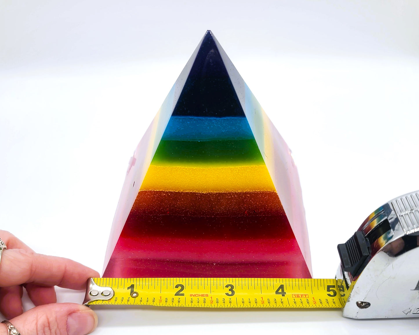 5" Rainbow Chakra Orgonite Pyramid Made w/ Eco-Friendly Epoxy Resin
