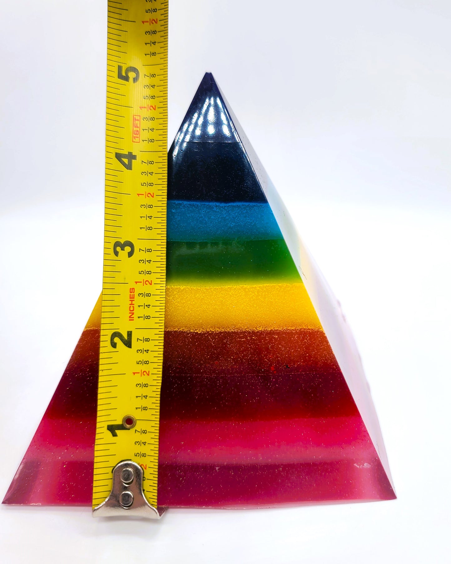 5" Rainbow Chakra Orgonite Pyramid Made w/ Eco-Friendly Epoxy Resin