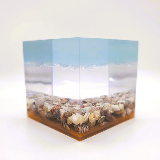 3" Resin Ocean Themed Cube - Eco-Friendly