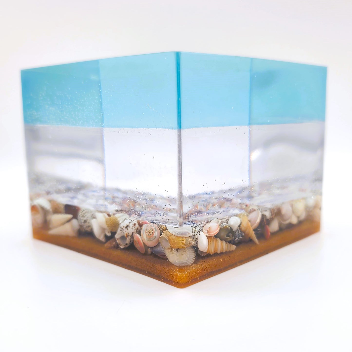 4" Resin Ocean Themed Cube - Eco-Friendly