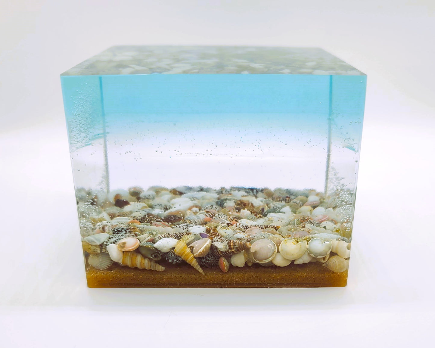 4" Resin Ocean Themed Cube - Eco-Friendly