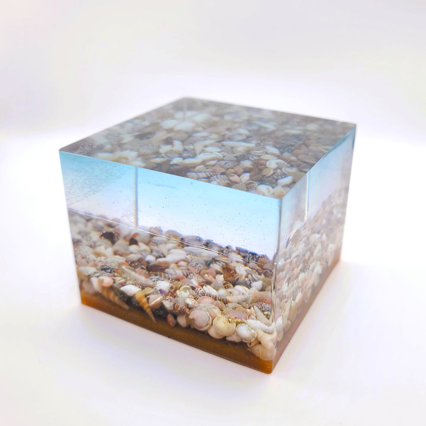 4" Resin Ocean Themed Cube - Eco-Friendly