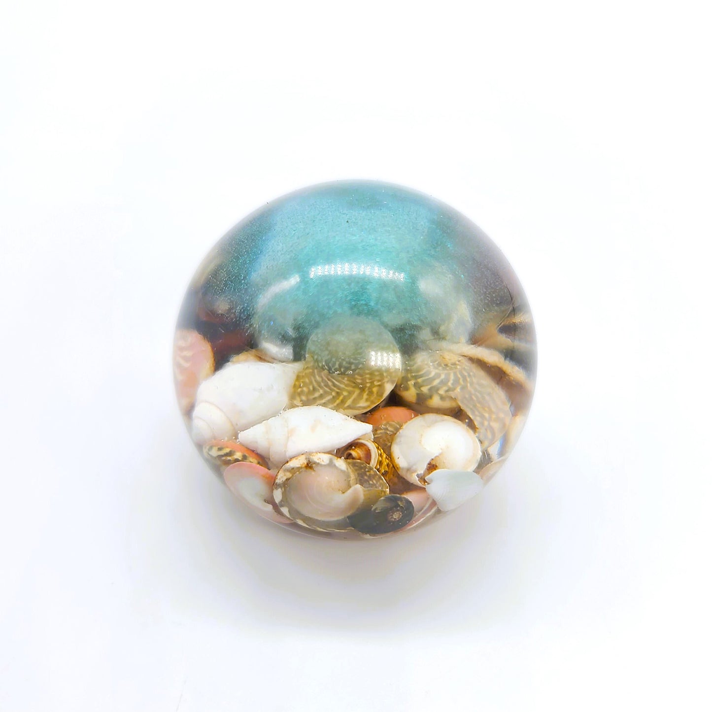 Tiny Ocean Themed Sphere Made w/ Eco-Friendly Epoxy Resin