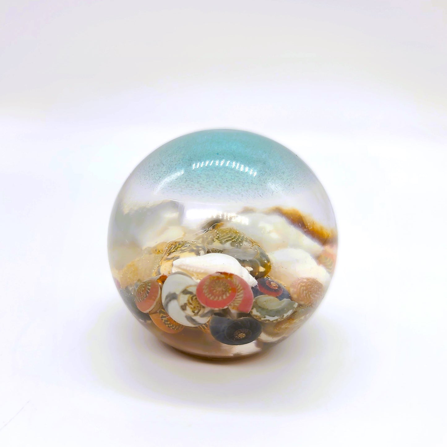 Tiny Ocean Themed Sphere Made w/ Eco-Friendly Epoxy Resin