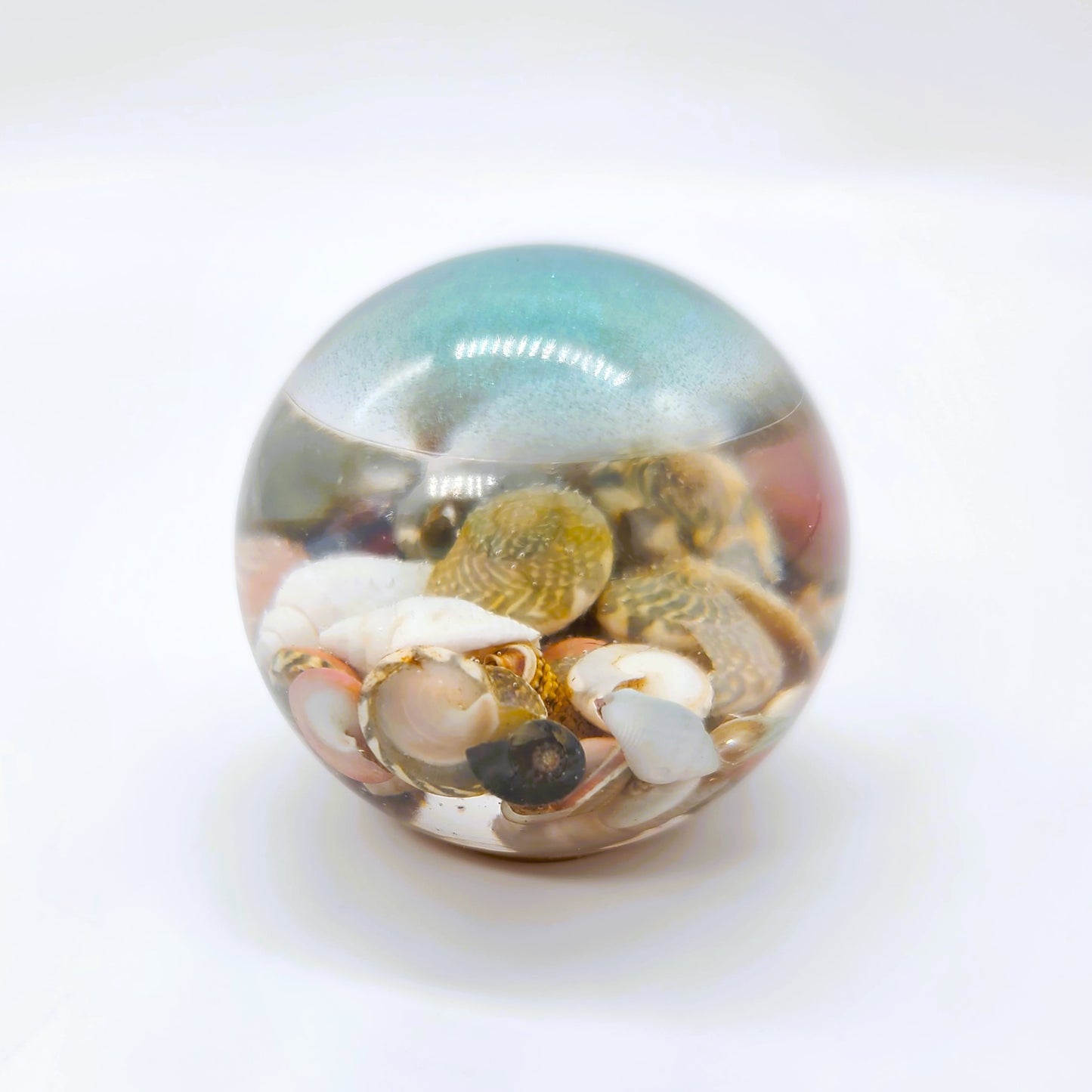 Tiny Ocean Themed Sphere Made w/ Eco-Friendly Epoxy Resin