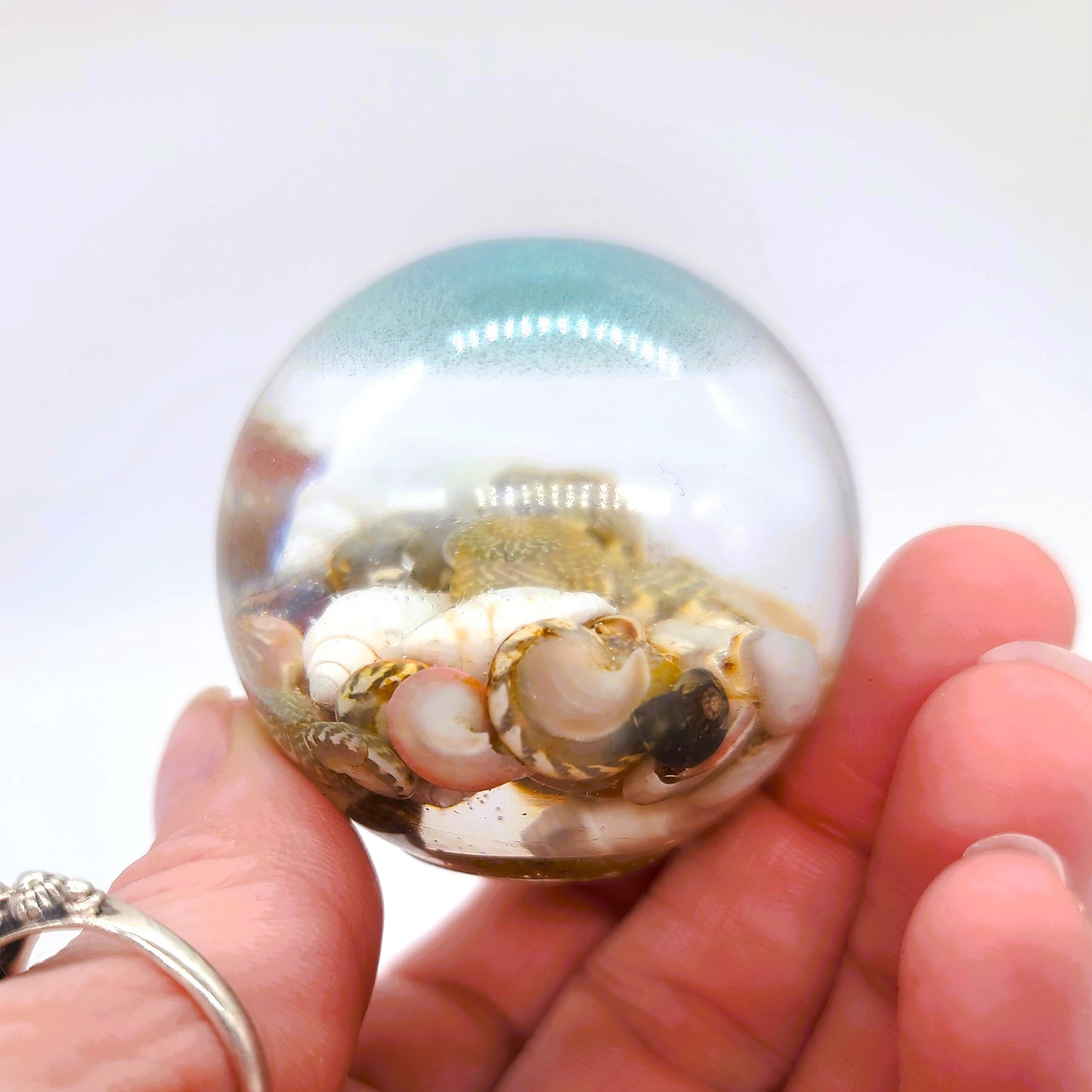 Tiny Ocean Themed Sphere Made w/ Eco-Friendly Epoxy Resin
