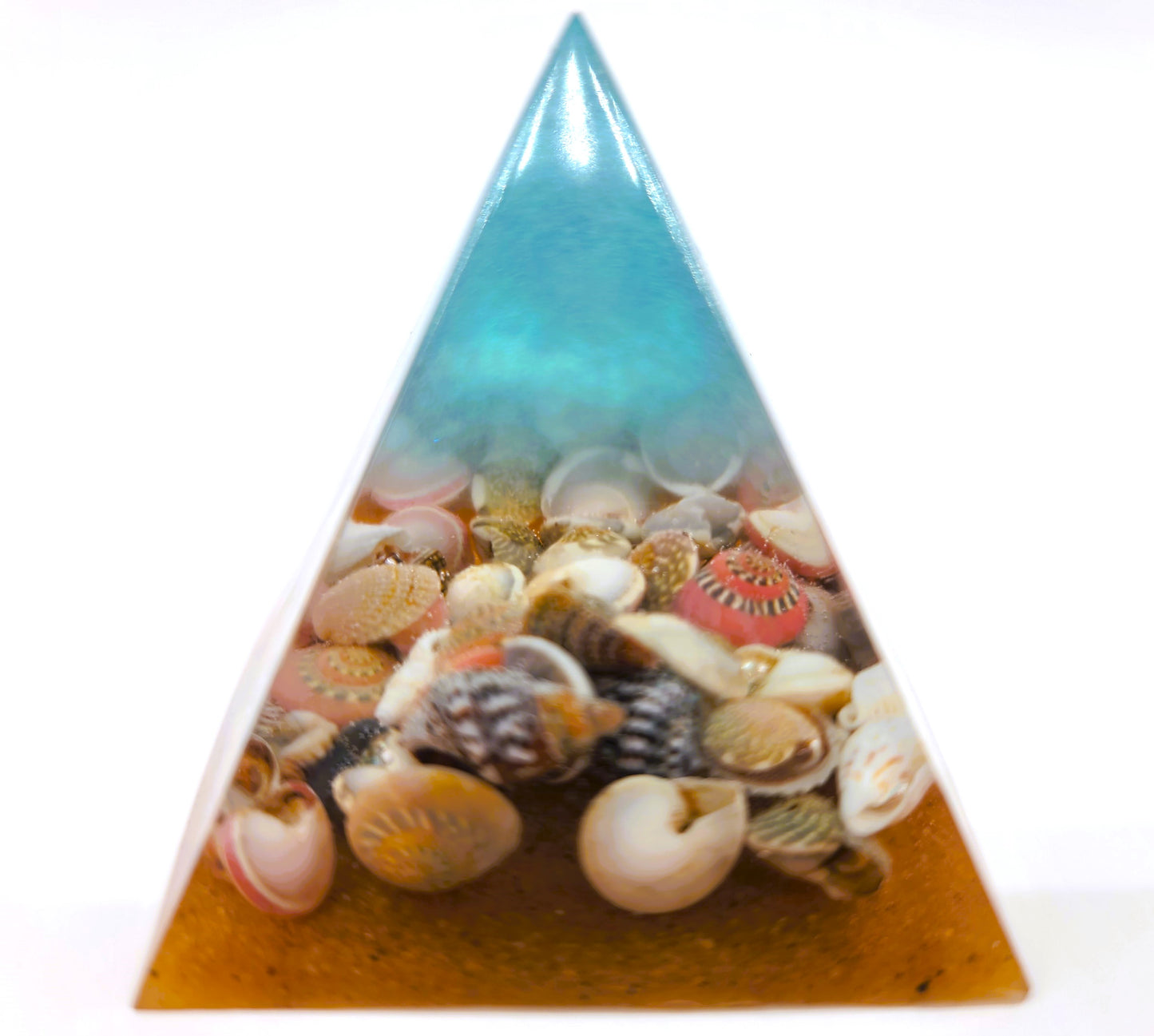 Tiny Ocean Themed Orgonite Pyramid Made w/ Eco-Friendly Epoxy Resin