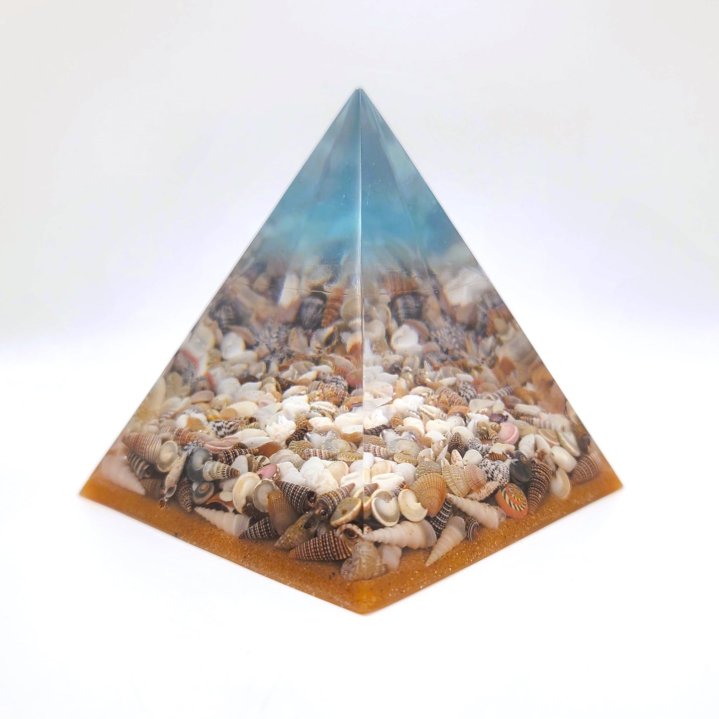 Ocean Themed Orgonite Pyramid Made w/ Eco-Friendly Epoxy Resin