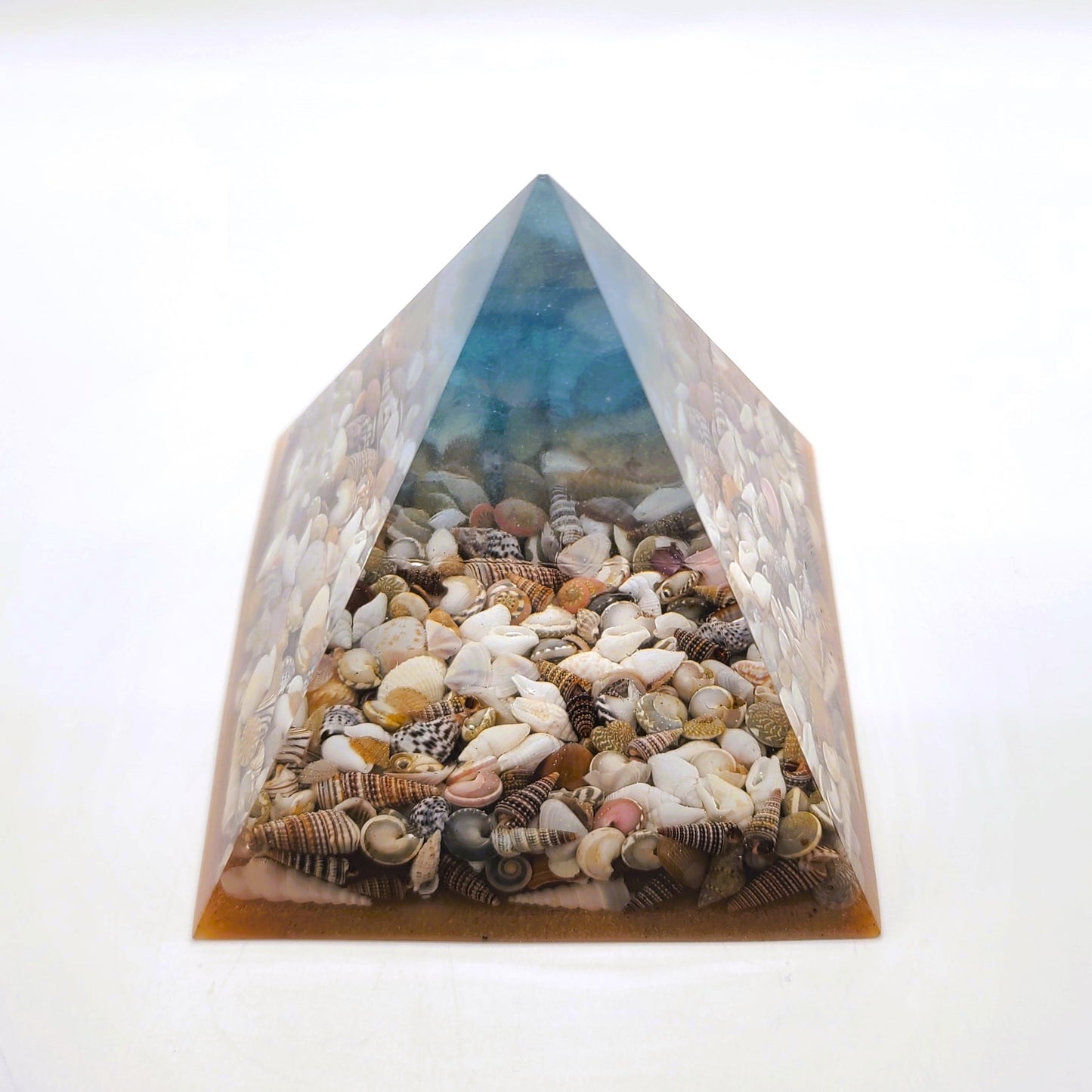 Ocean Themed Orgonite Pyramid Made w/ Eco-Friendly Epoxy Resin