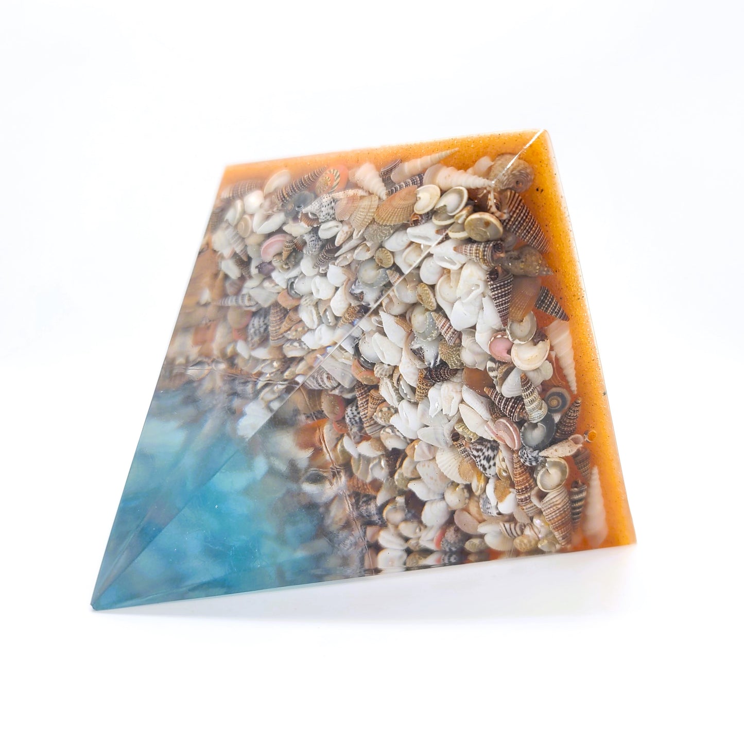 Ocean Themed Orgonite Pyramid Made w/ Eco-Friendly Epoxy Resin